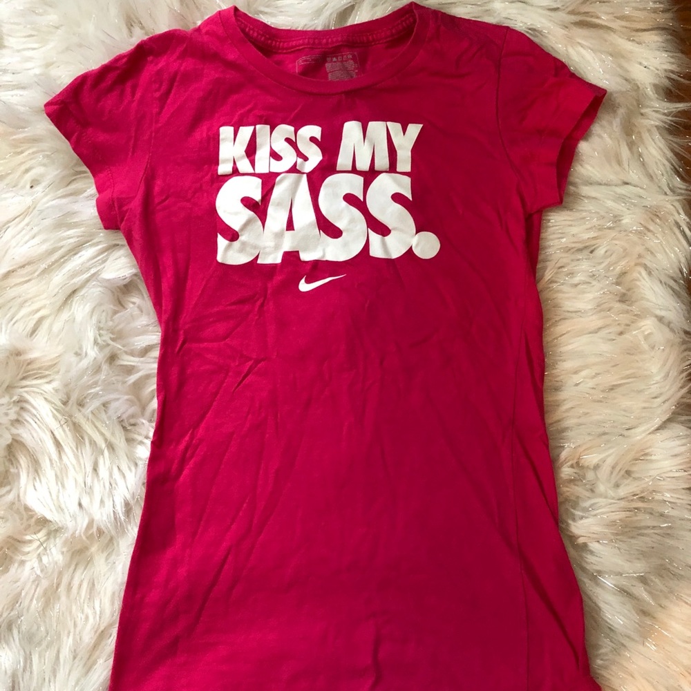 Nike Pink KISS My Sass Shirt Small